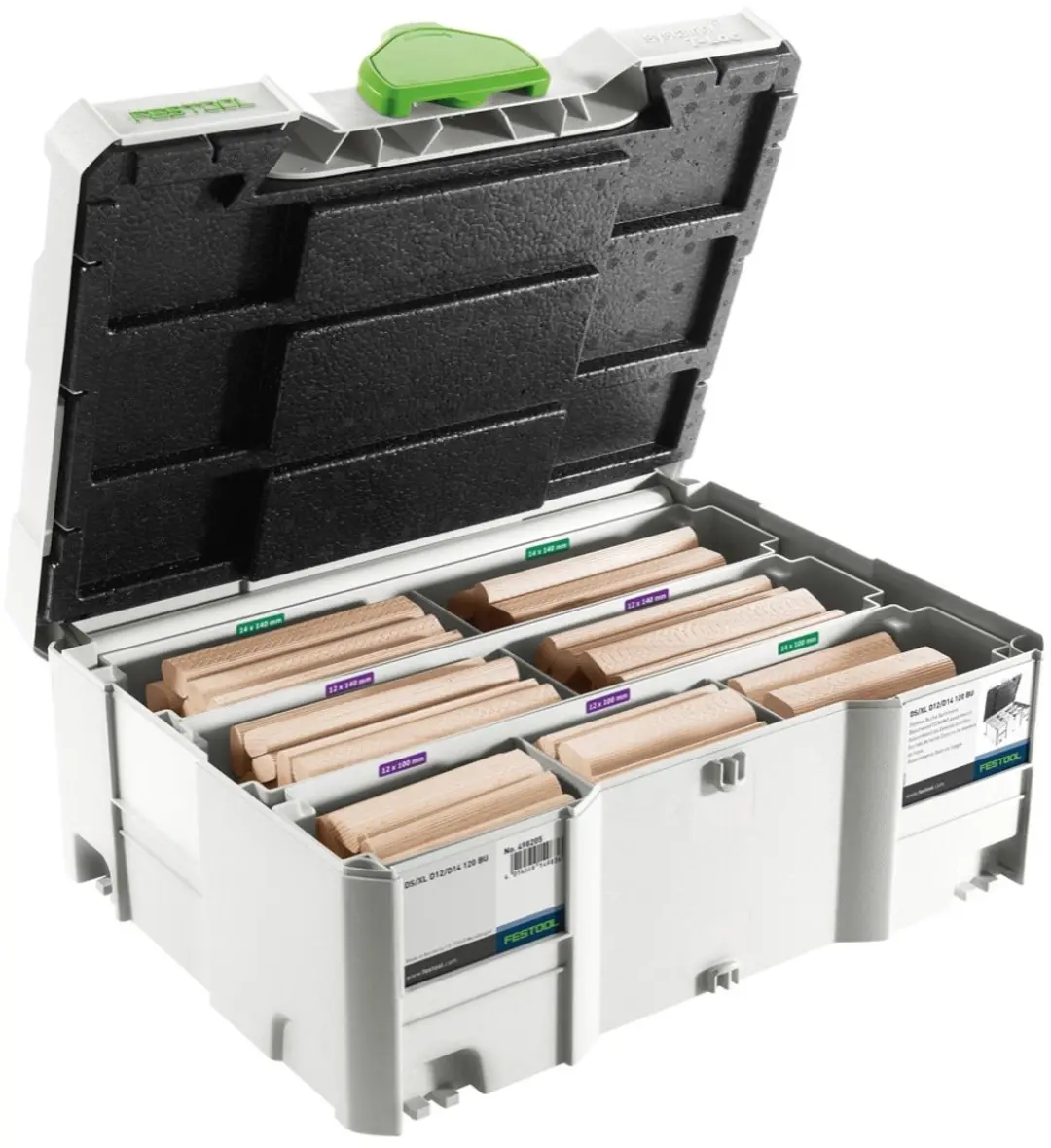 Festool Domino XL D12/D14 Deuvel - 128 Stuks Beuken - Wit