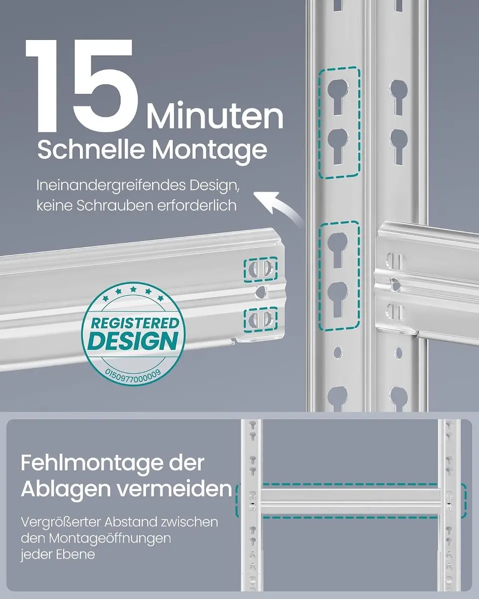 Songmics GLR455E01 Zware Stellingset 40x90x180cm - 875kg - Zilver