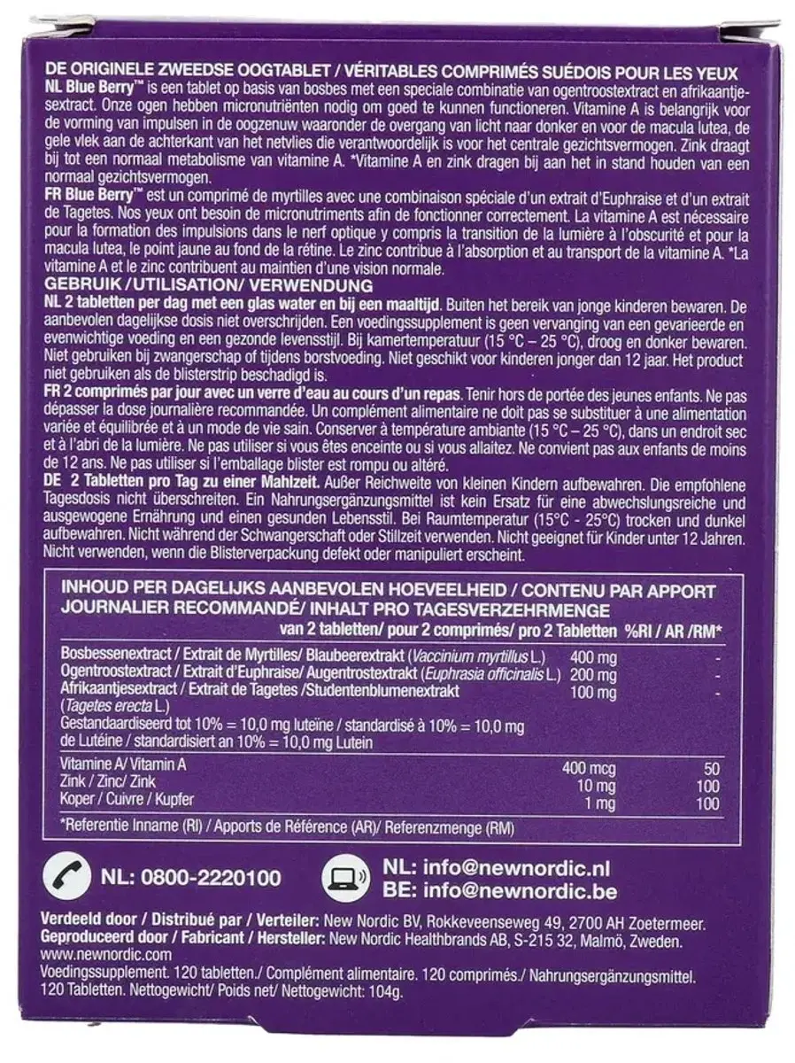 New Nordic Blue Berry Eyebright 120 Tabletten