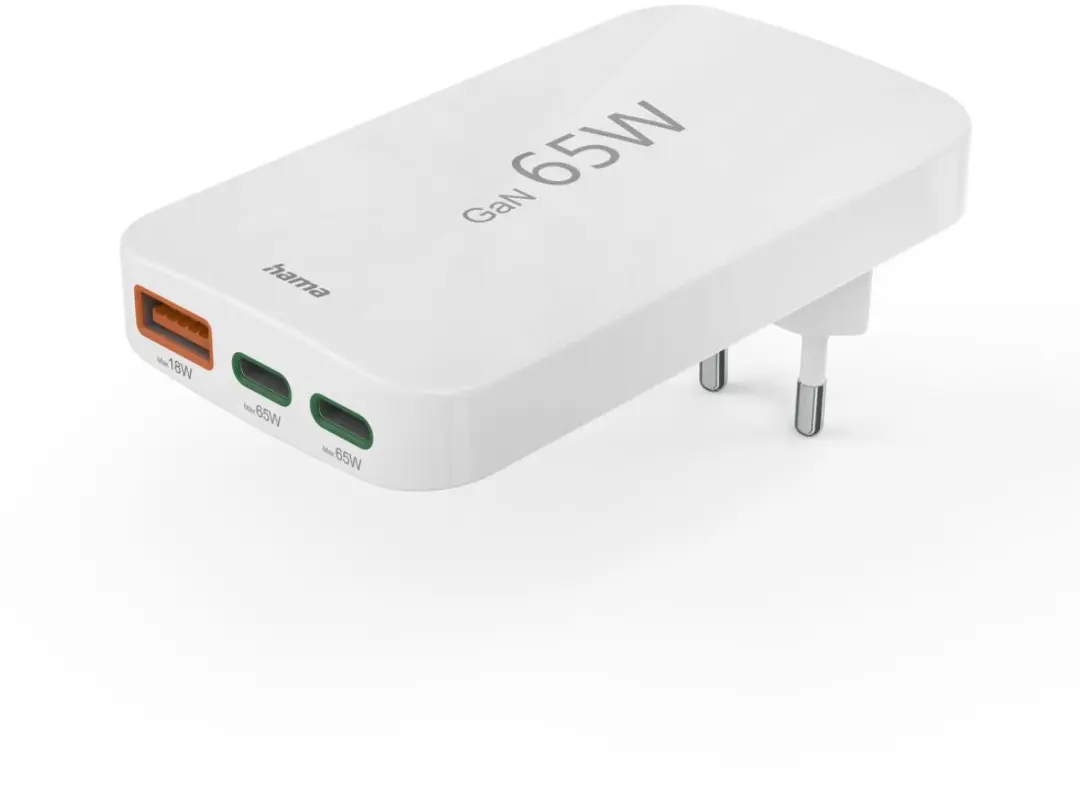 Hama 00200020 AC Sneloplader 65W - 3x USB - Wit