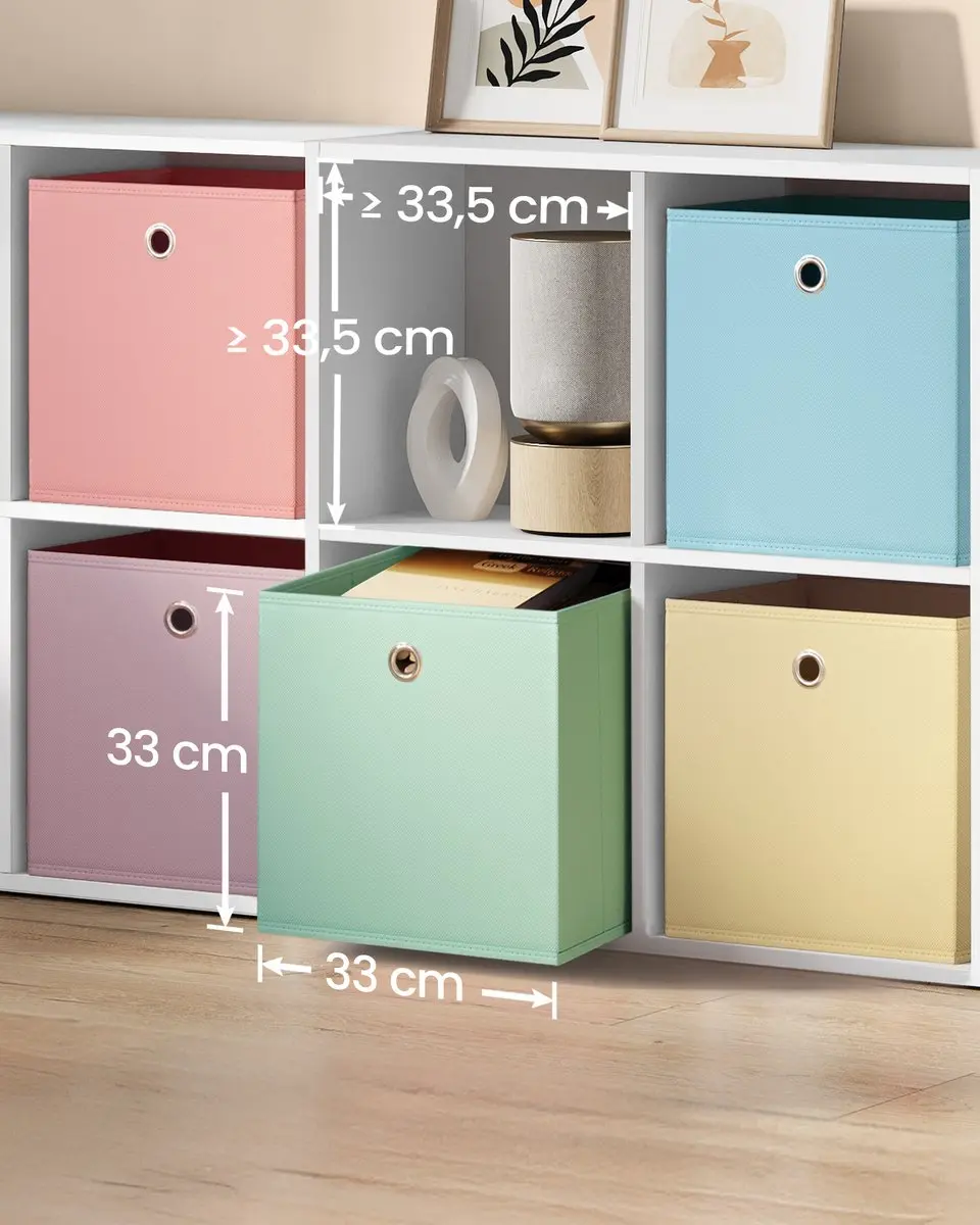 Songmics Opbergbox RFB233X01 - 6 Stuks - 36L - Lavendelpaars/Koelblauw/Maanlichtgroen/Terracottaroze/Abrikoosoranje/Lichtgrijs - afbeelding 3 van 6