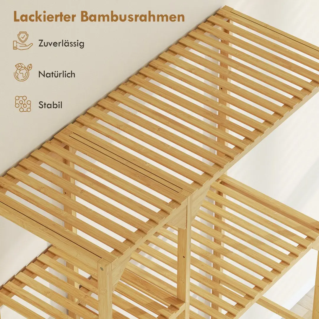 Homcom Wasmachinerek Bamboe 100x40x157cm - Natuurhout - afbeelding 6 van 6