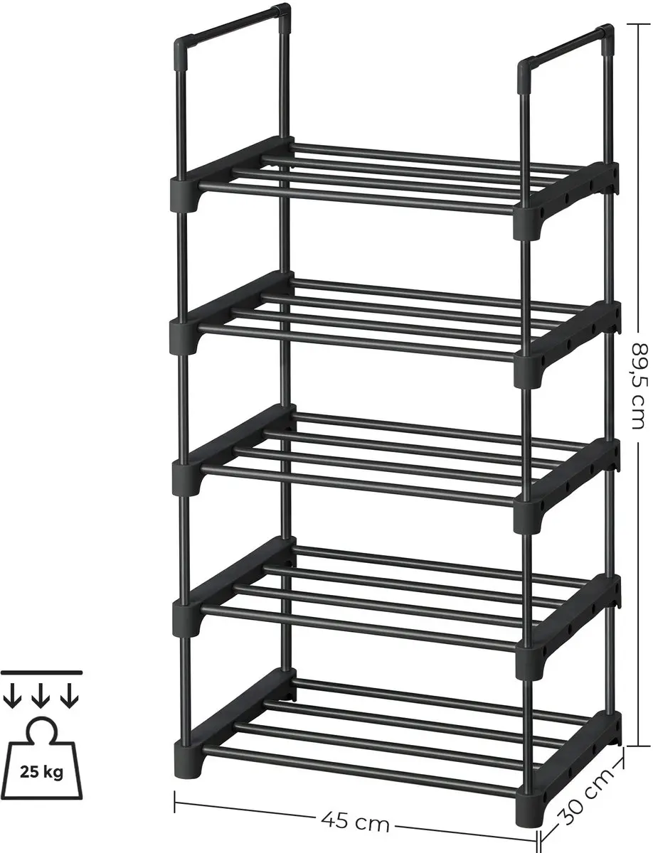 Songmics Schoenenrek 5 Lagen Zwart - 10 Paar