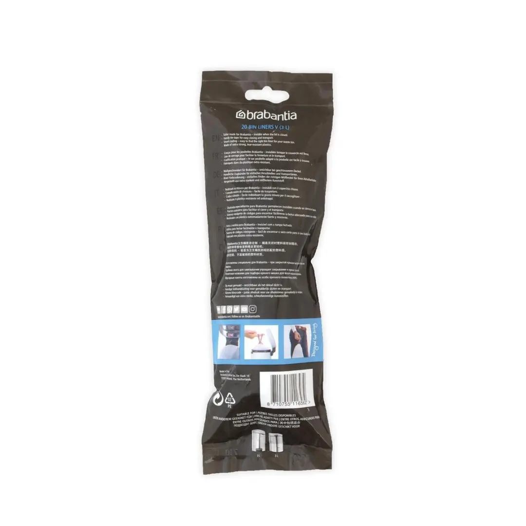 Brabantia PerfectFit Afvalzakken 3L - Code V - 20 Stuks - afbeelding 2 van 4