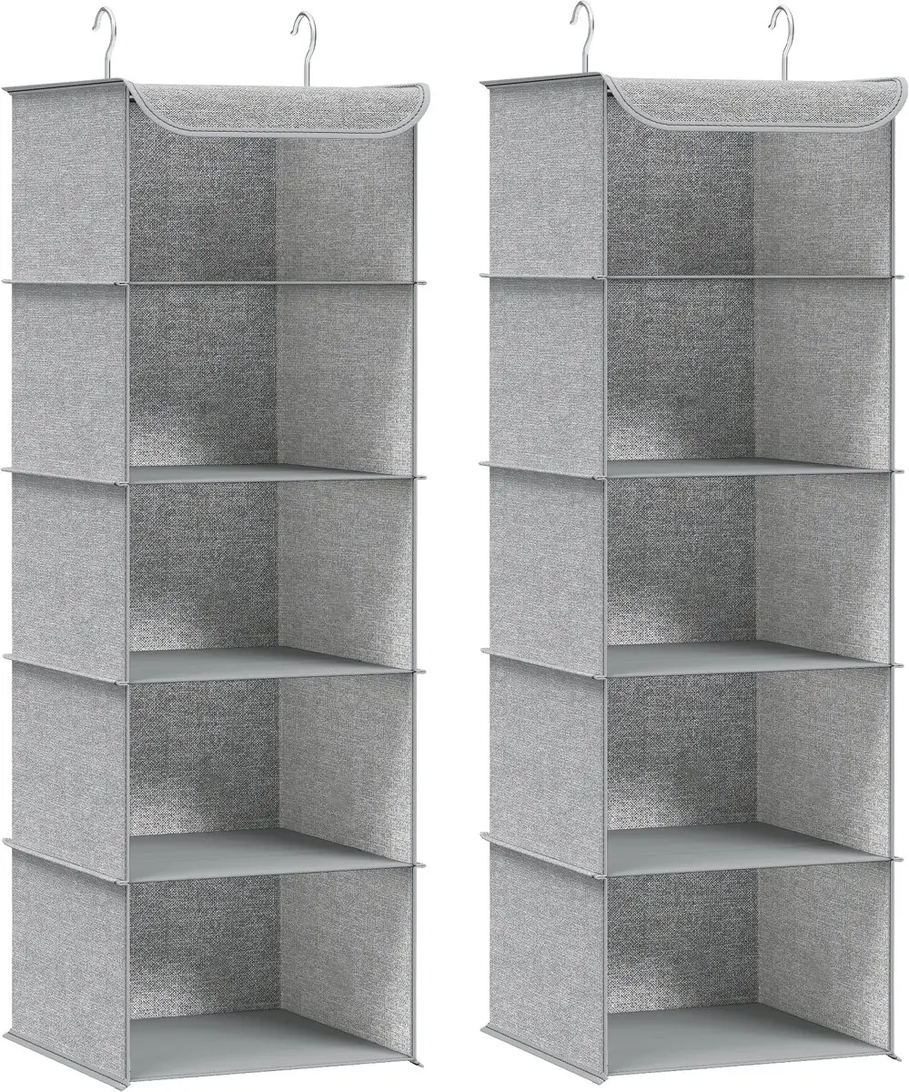 Songmics Hangrek RCH005W02 - 2 Stuks - 10 Vakken - Lichtgrijs