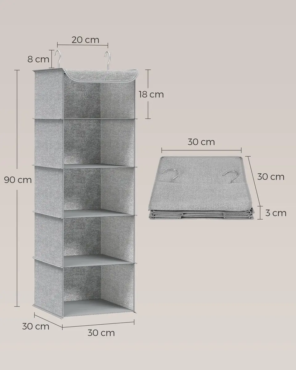Songmics Hangrek RCH005W02 - 2 Stuks - 10 Vakken - Lichtgrijs