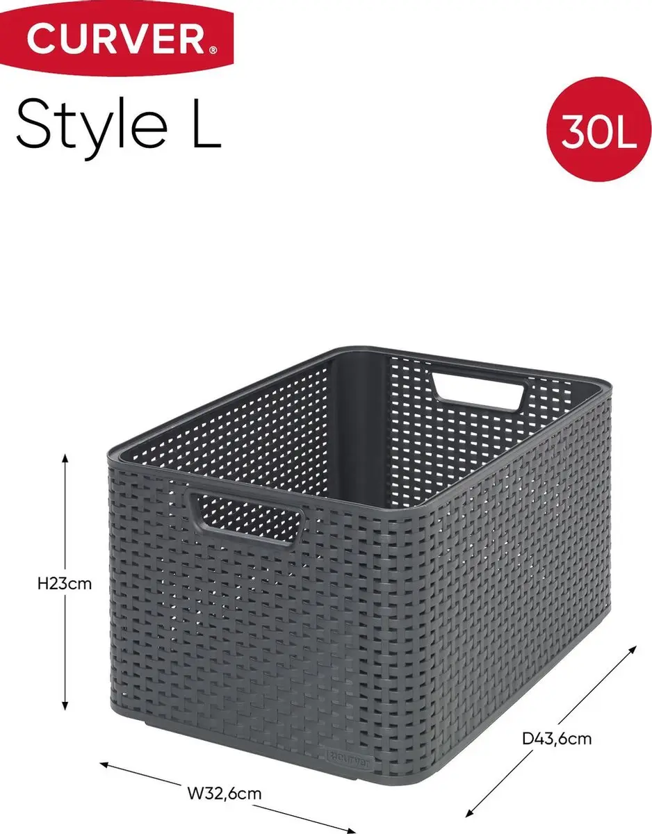 Curver Style Mand L - 30L Antraciet - afbeelding 6 van 6