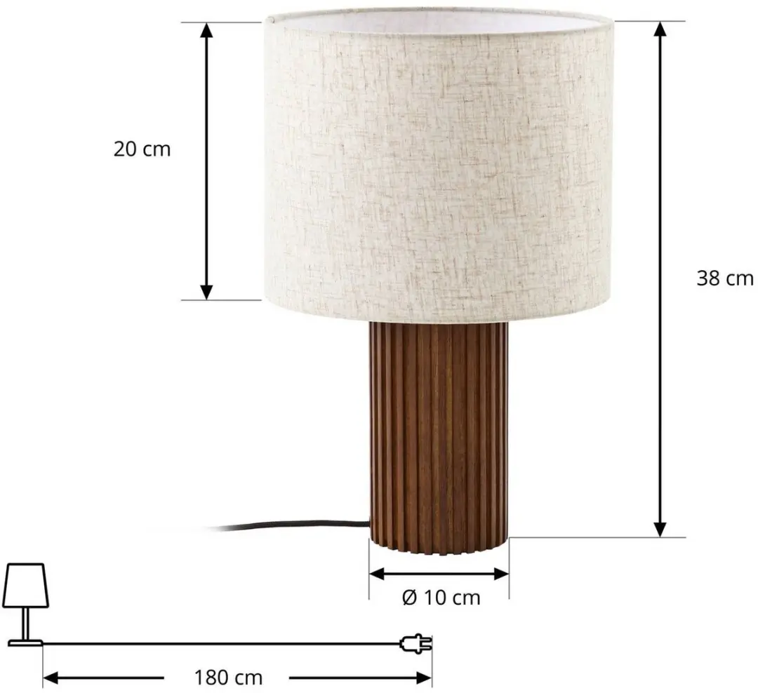 Lindby Tafellamp Walnoothout Beige