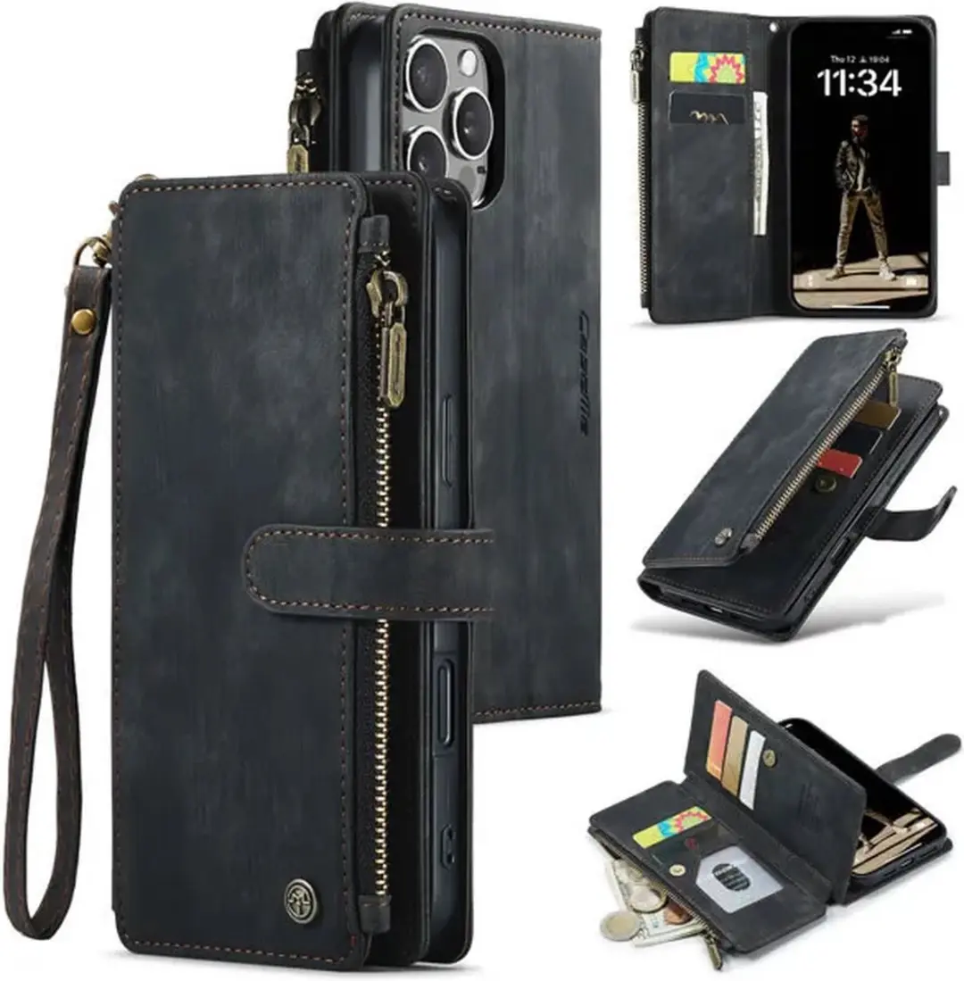 CaseMe Hoesje iPhone 16 Pro Vintage Wallet Book