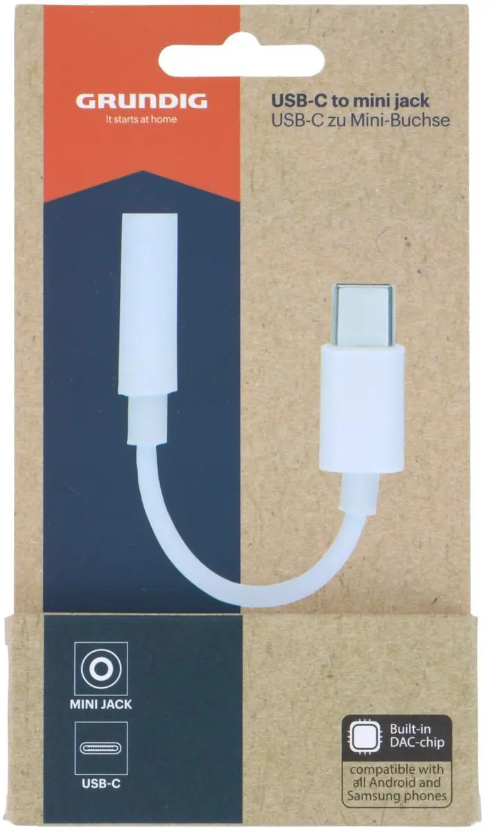 Grundig USB-C naar 3.5mm Jack Kabel