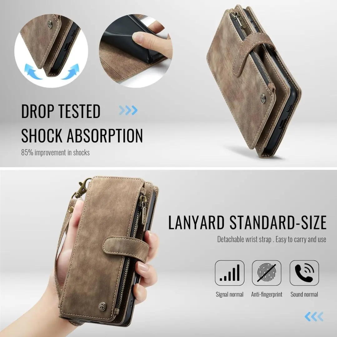 CaseMe Samsung Galaxy S24 FE Wallet Rits Book Case - Bruin