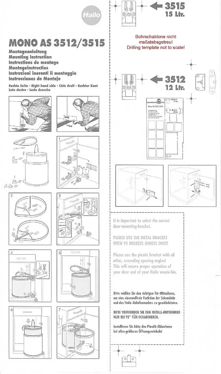 Hailo Mono AE351501 Inbouw Prullenbak 15L - Wit