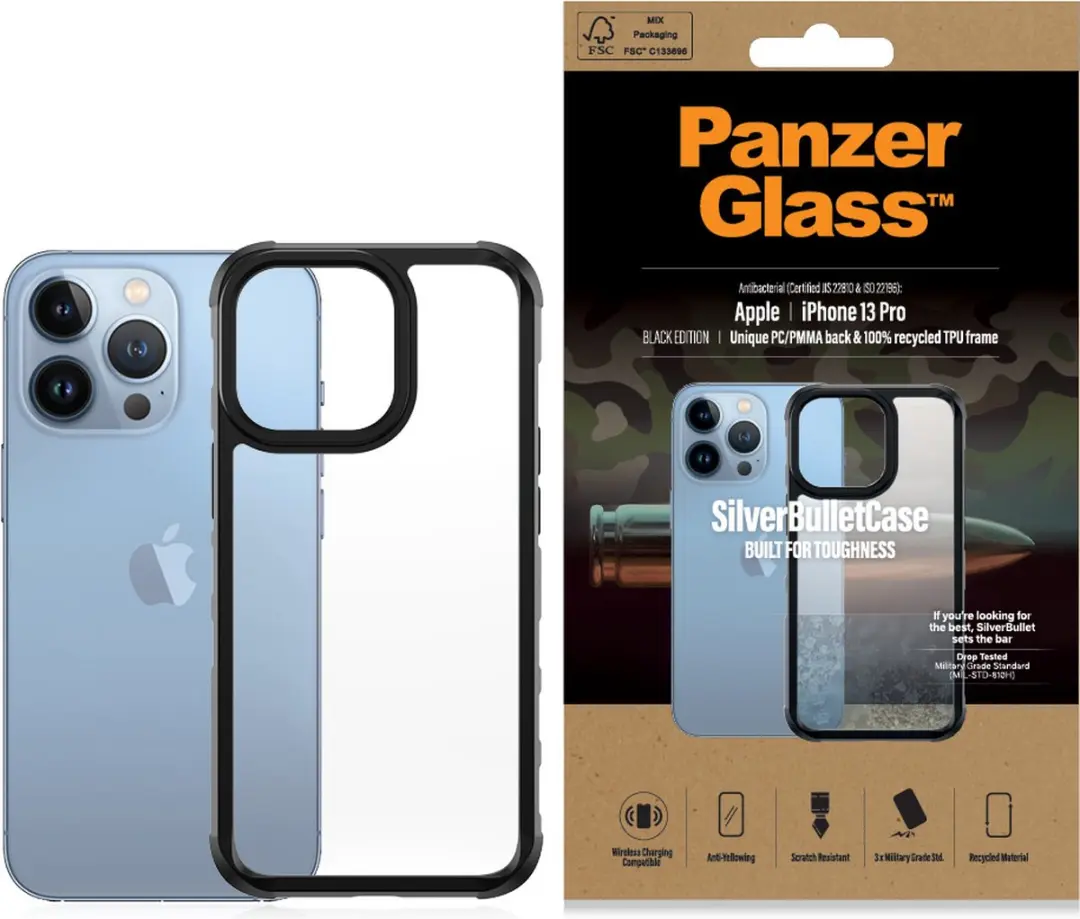 PanzerGlass SilverBullet PZ-324 Hoes iPhone 13 Pro - Zwart