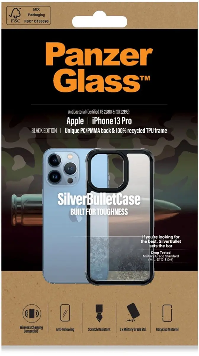 PanzerGlass SilverBullet PZ-324 Hoes iPhone 13 Pro - Zwart