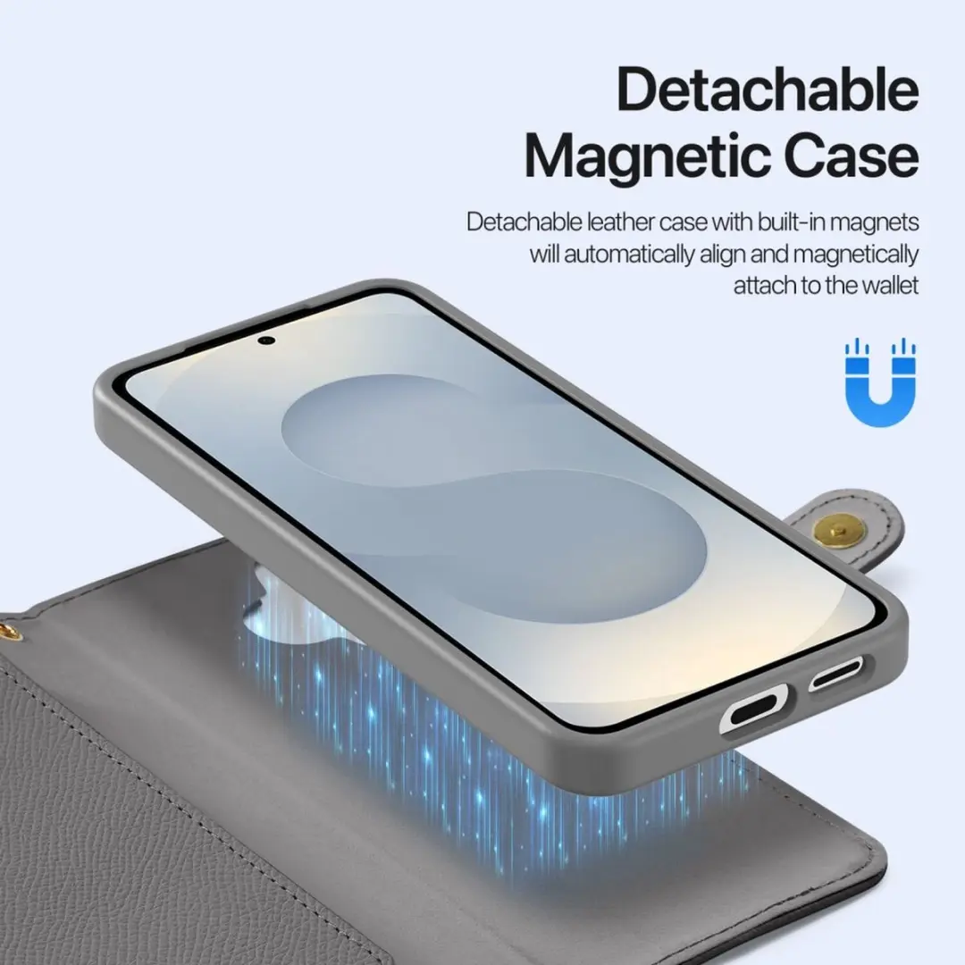 Dux Ducis Lawa Hoesje Samsung Galaxy S26 - MagSafe Wallet - Grijs
