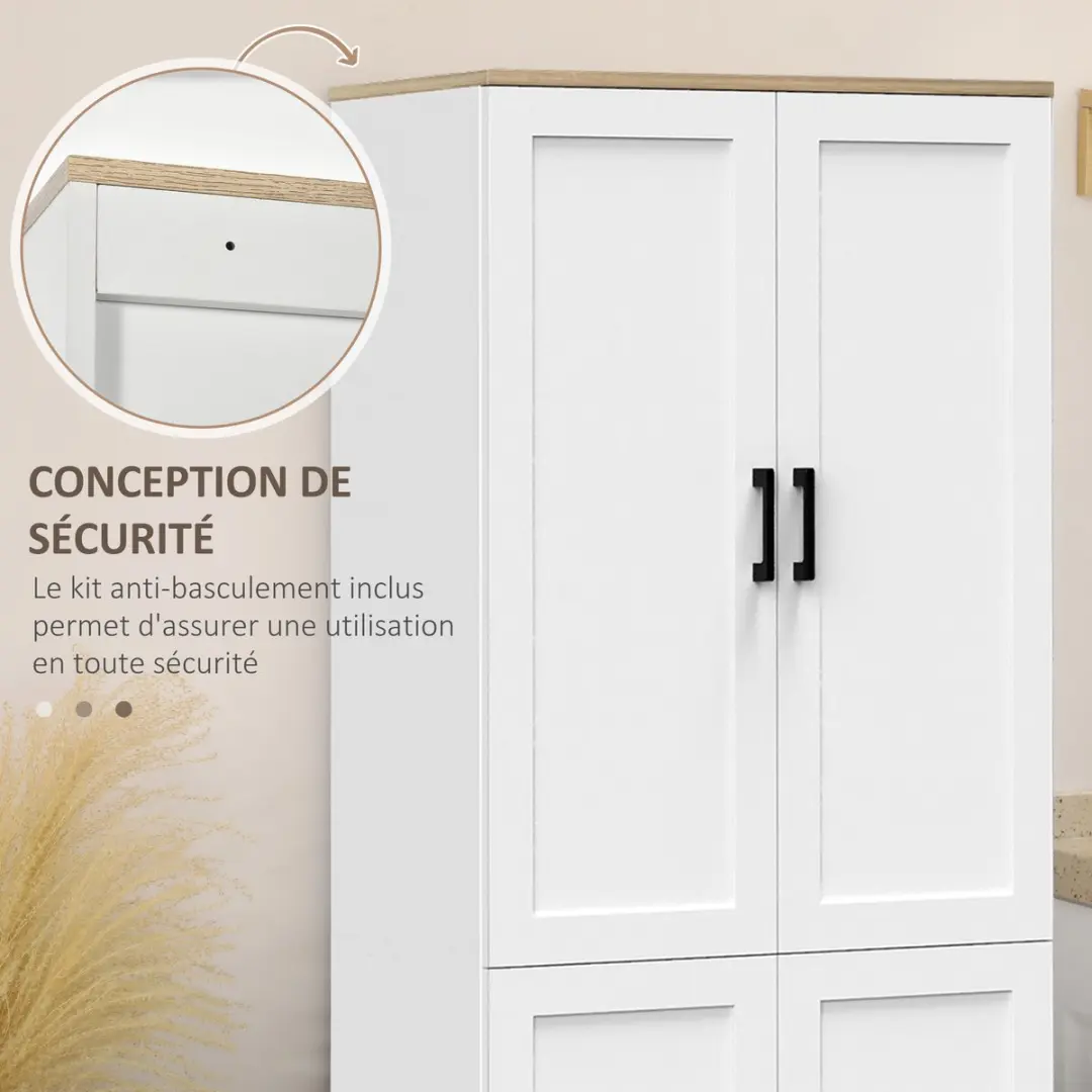 Homcom Keukenkast 60x30x170,5cm Wit