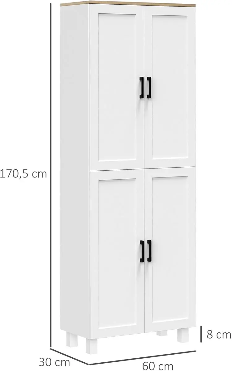 Homcom Keukenkast 60x30x170,5cm Wit