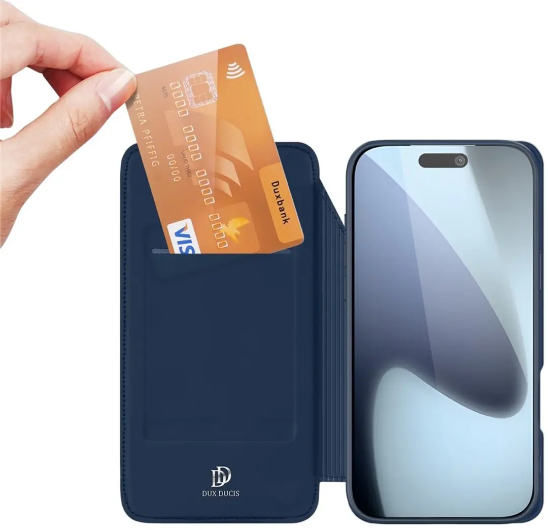 Dux Ducis iPhone 17 Pro Hoesje Slim Bookcase - Blauw - afbeelding 6 van 6