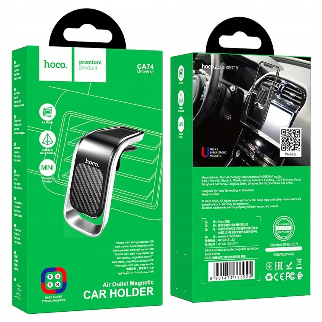 Hoco CA74 Magnetische Autohouder - Zwart - afbeelding 6 van 6