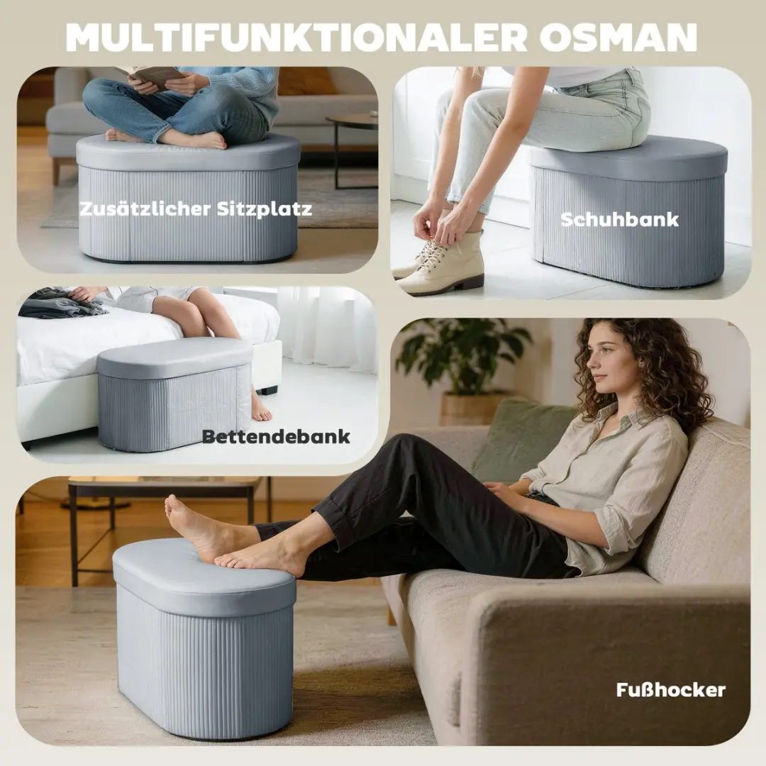 Homcom Opbergbank - 76x38x35cm Donkergrijs - afbeelding 5 van 6