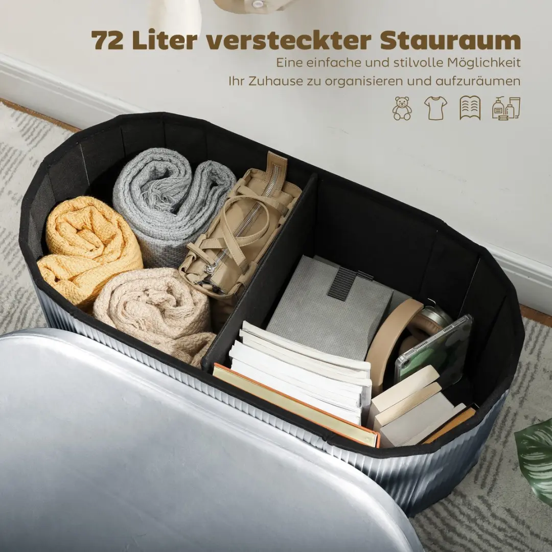 Homcom Opbergbank - 76x38x35cm Donkergrijs - afbeelding 6 van 6