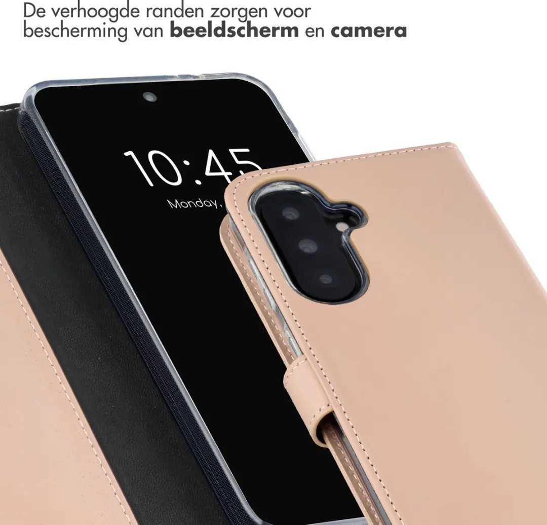 Selencia Hoesje Samsung Galaxy A37 - Lichtroze Lederen Bookcase - 3 Pasjes