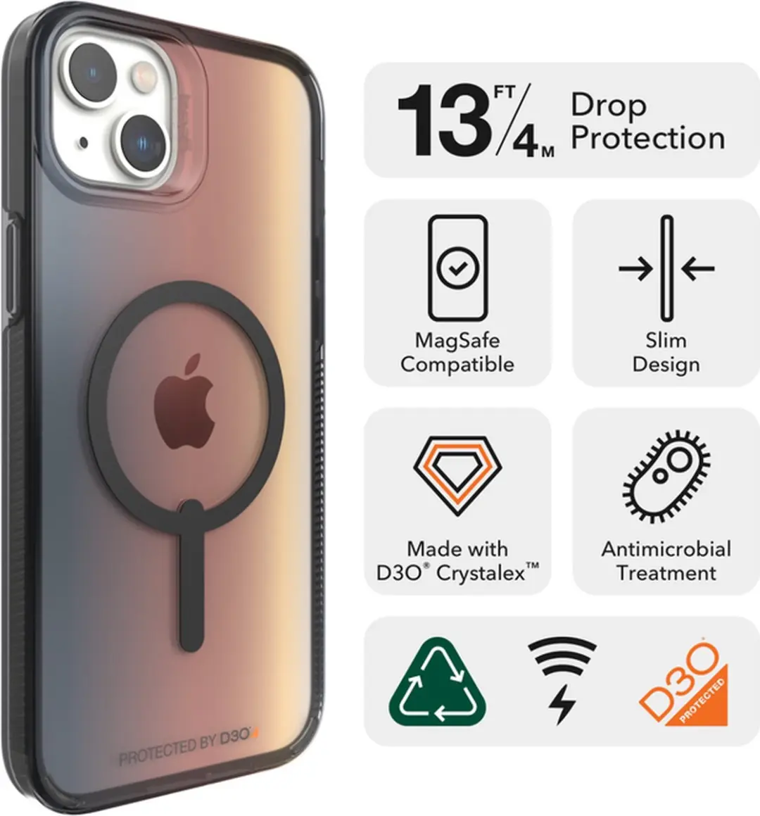 Gear4 ZAGG Milan Hoesje iPhone 14 Plus - MagSafe - Lichtblauw