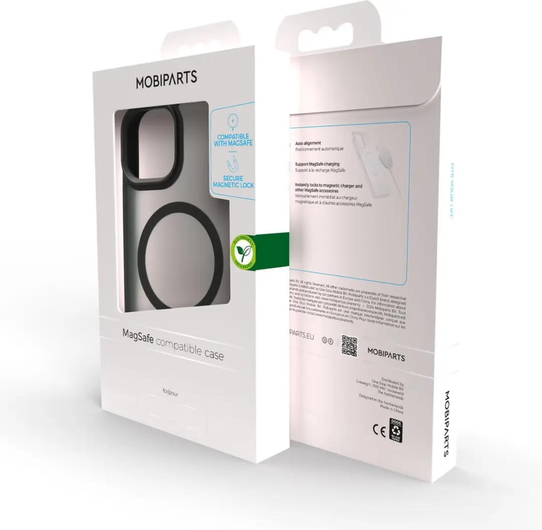Mobiparts MP-5001888 MagSafe Hoesje iPhone 15 - 2x Glas Screenprotectors - Zwart