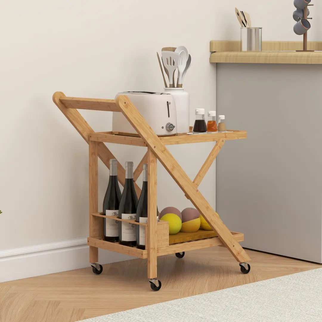 Homcom Keukenwagen Naturhout 66x40x70cm