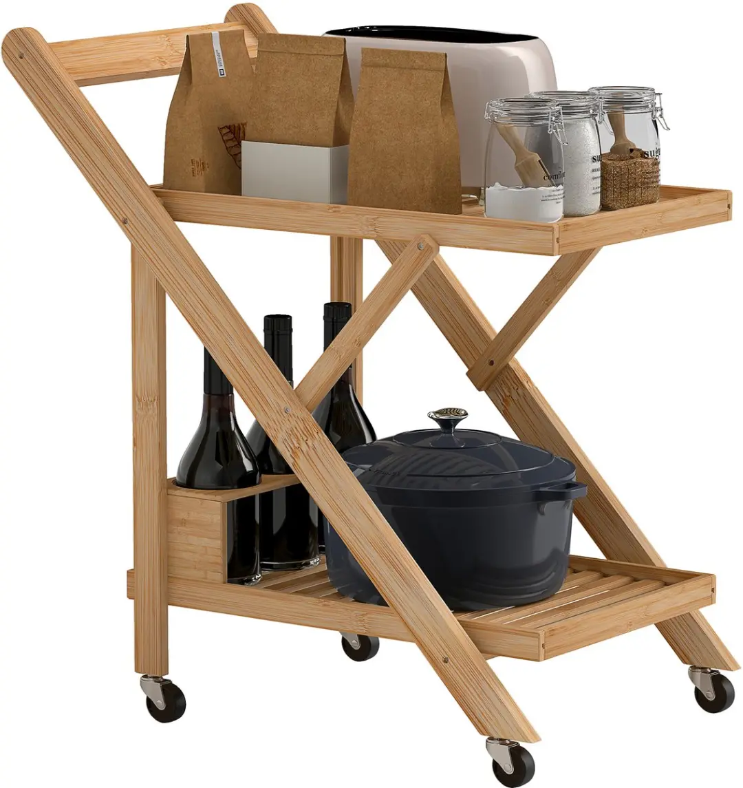 Homcom Keukenwagen Naturhout 66x40x70cm