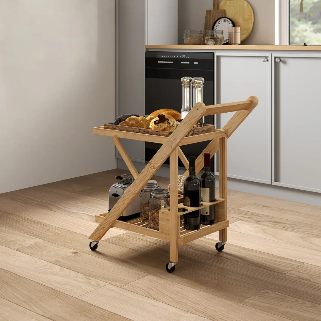 Homcom Keukenwagen Naturhout 66x40x70cm