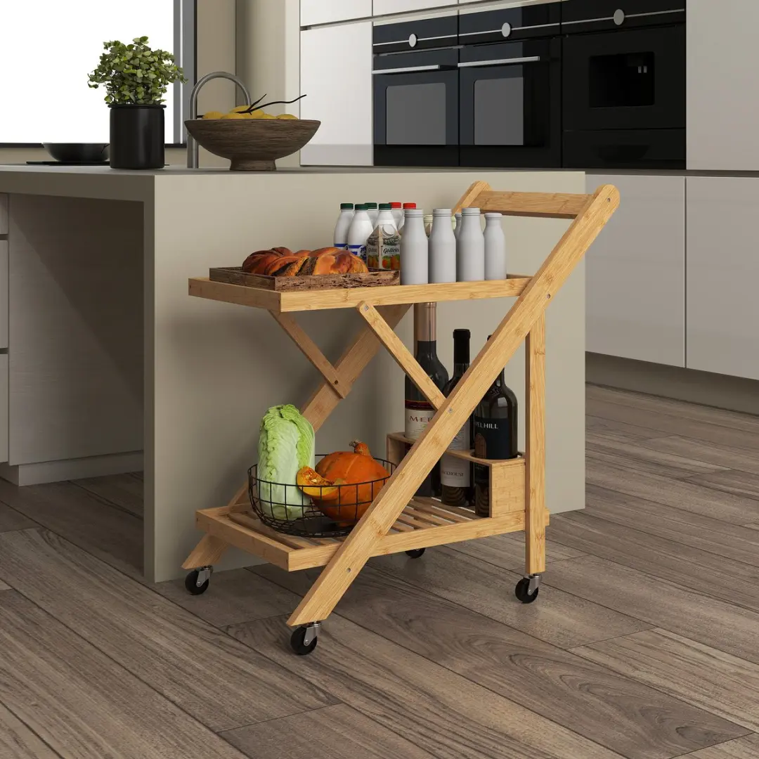 Homcom Keukenwagen Naturhout 66x40x70cm