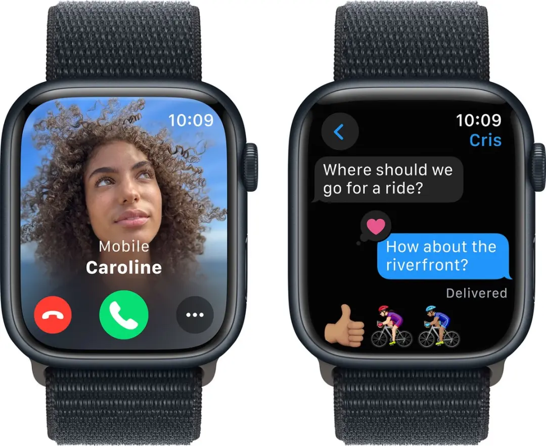 Apple Watch Series 9 45mm Middernacht Aluminium - Sport Loop - Zwart