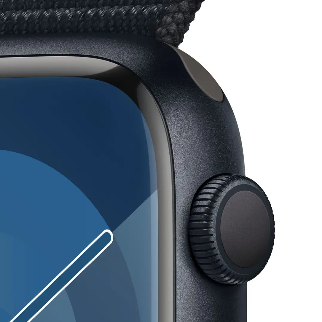 Apple Watch Series 9 45mm Middernacht Aluminium - Sport Loop - Zwart
