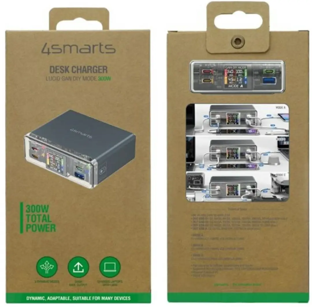 4Smarts GS-ZAS-4SMR-0022 4-in-1 Snellader GaN - 300W - Grijs - afbeelding 3 van 6