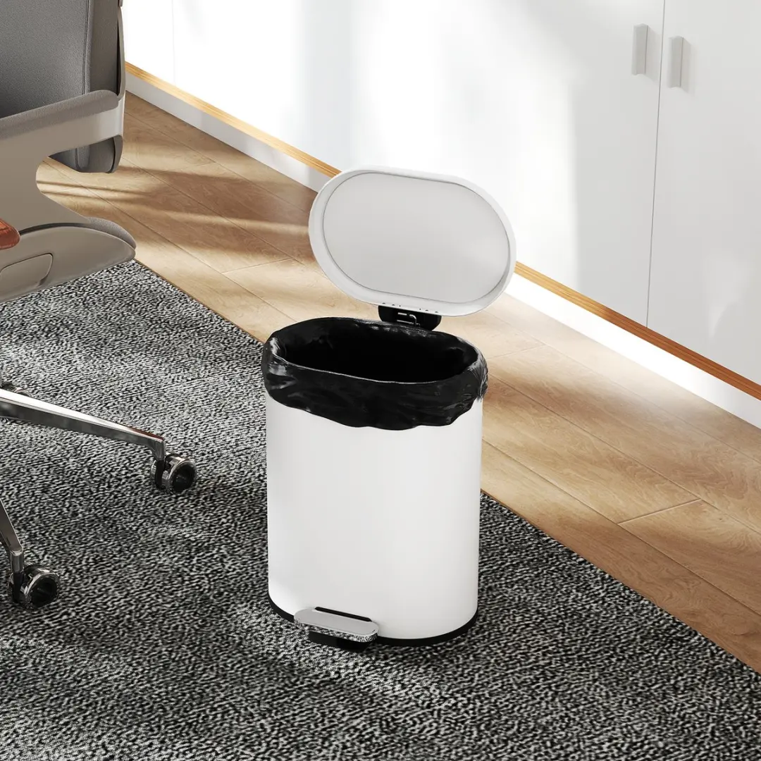 Homcom Afvalbak 12L - 30x25,5x37,5cm Wit - afbeelding 4 van 6