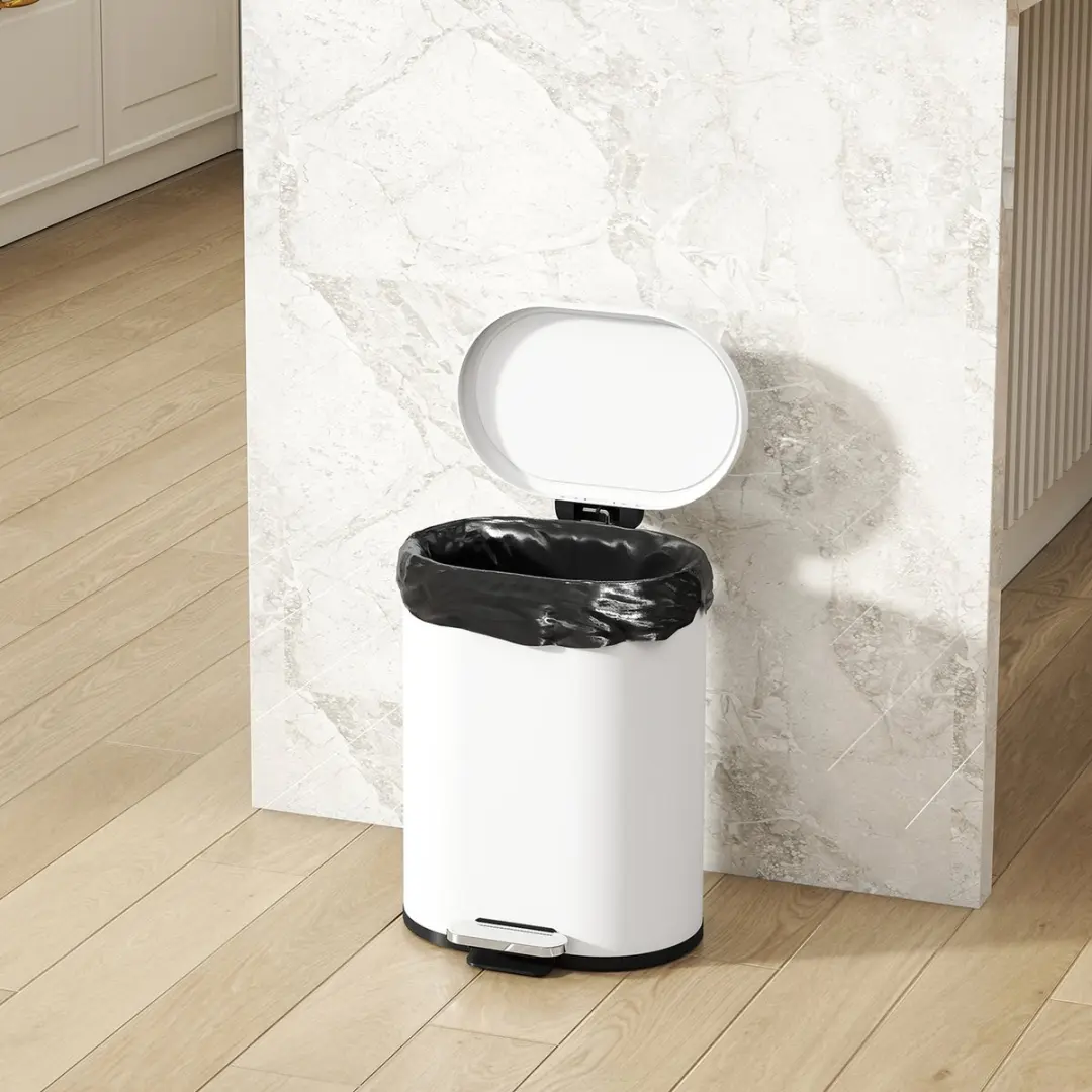 Homcom Afvalbak 12L - 30x25,5x37,5cm Wit - afbeelding 3 van 6