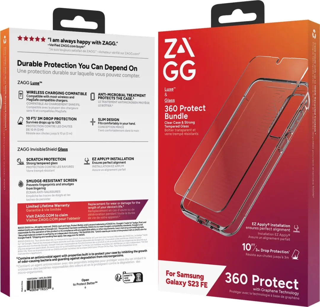 ZAGG Luxe Bundle S23 FE Hoesje + Glas Screenprotector - Transparant - afbeelding 2 van 4