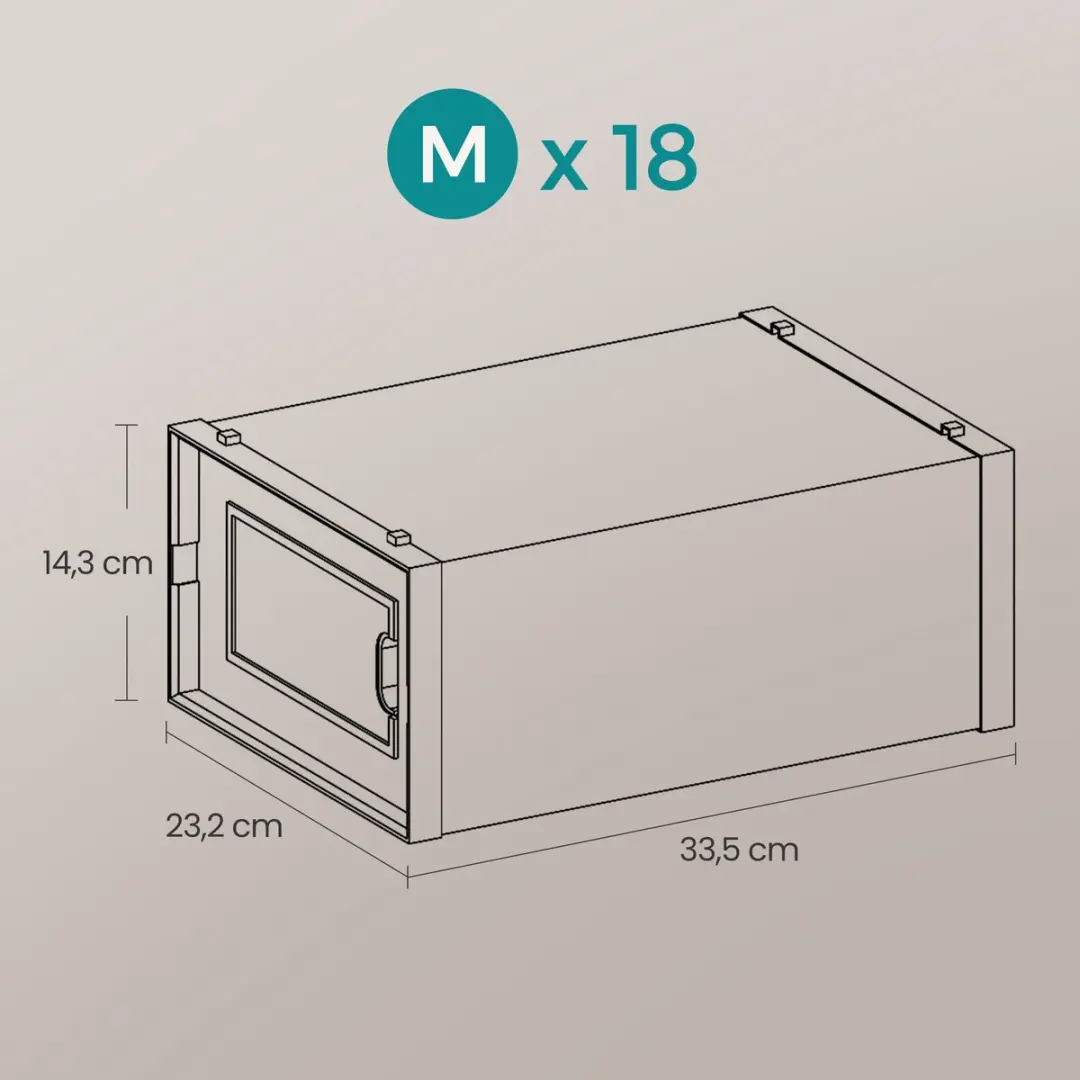 Songmics Schoenendozen Set 18 Stuks - Transparant Zwart