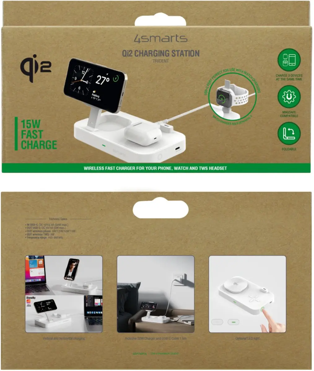 4Smarts 5-in-1 Qi Oplaadstation 25W - Wit