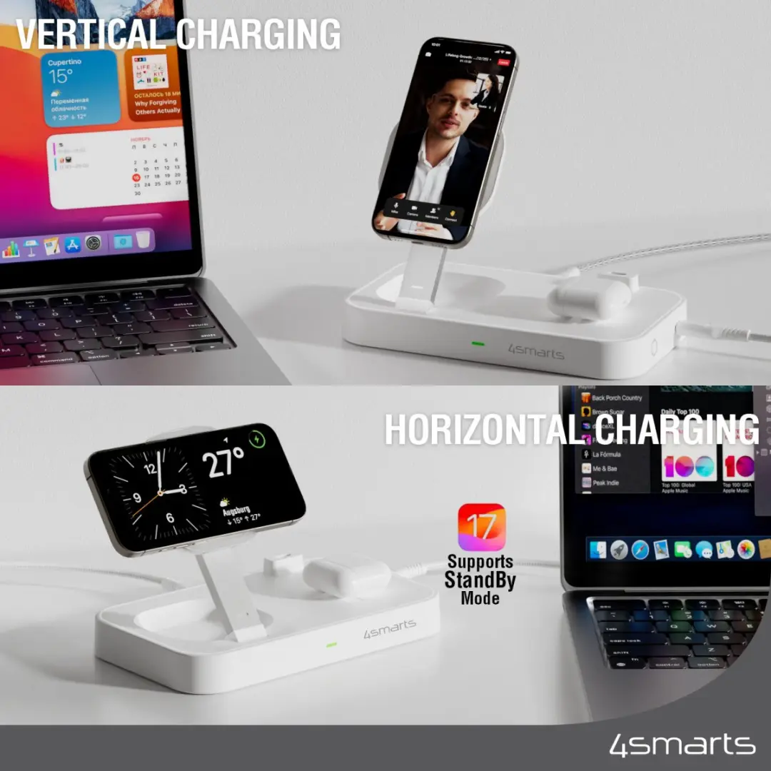 4Smarts 5-in-1 Qi Oplaadstation 25W - Wit