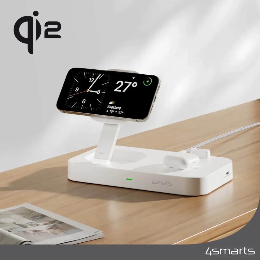 4Smarts 5-in-1 Qi Oplaadstation 25W - Wit - afbeelding 6 van 6