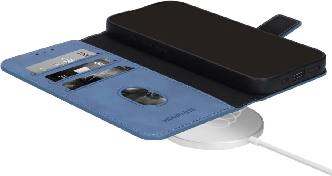 Mobiparts MP-131687 Hoesje iPhone 17 - Wallet - Eco Leer - Blauw