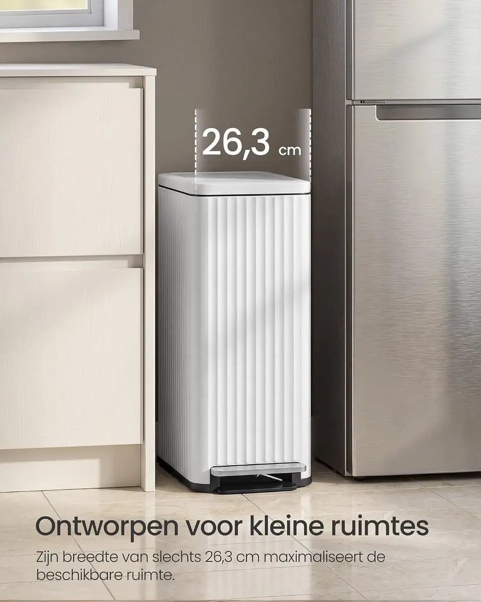 Songmics Pedaalprullenbak 50L - Wolkenwit