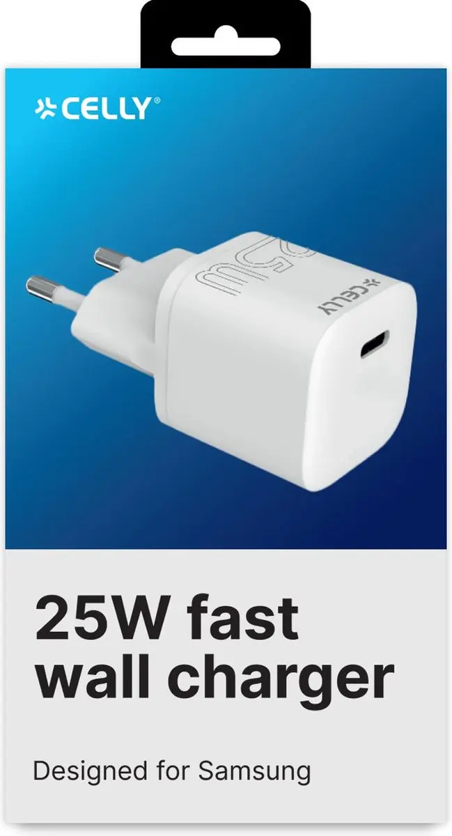 Celly UCTC1USBC25WWH USB-C Adapter 25W - Wit - afbeelding 2 van 2