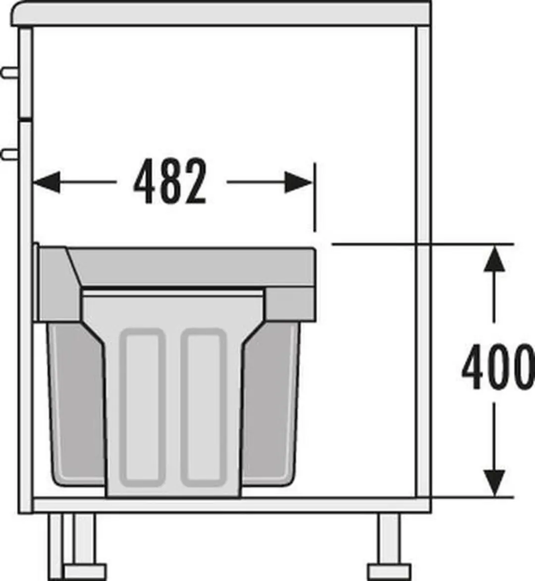 Hailo Tandem Inbouw Prullenbak 30L - 3 Compartimenten Grijs - afbeelding 4 van 6