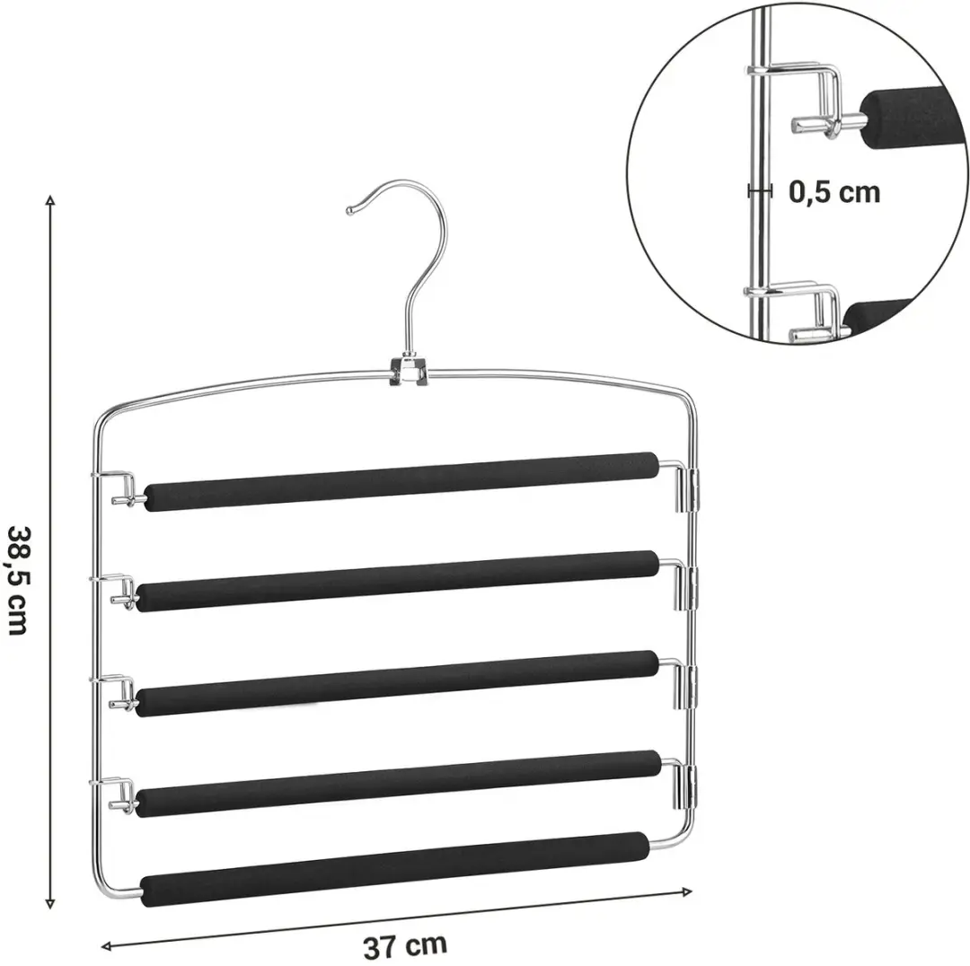 Songmics Kledinghangers Set 3 Stuks - Zilver-Zwart