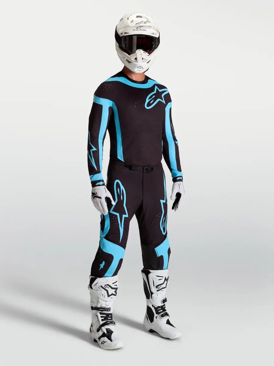 Alpinestars Supertech Vesta Motocross Trui - Zwart/Turquoise L