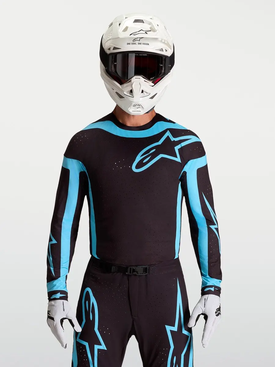 Alpinestars Supertech Vesta Motocross Trui - Zwart/Turquoise L