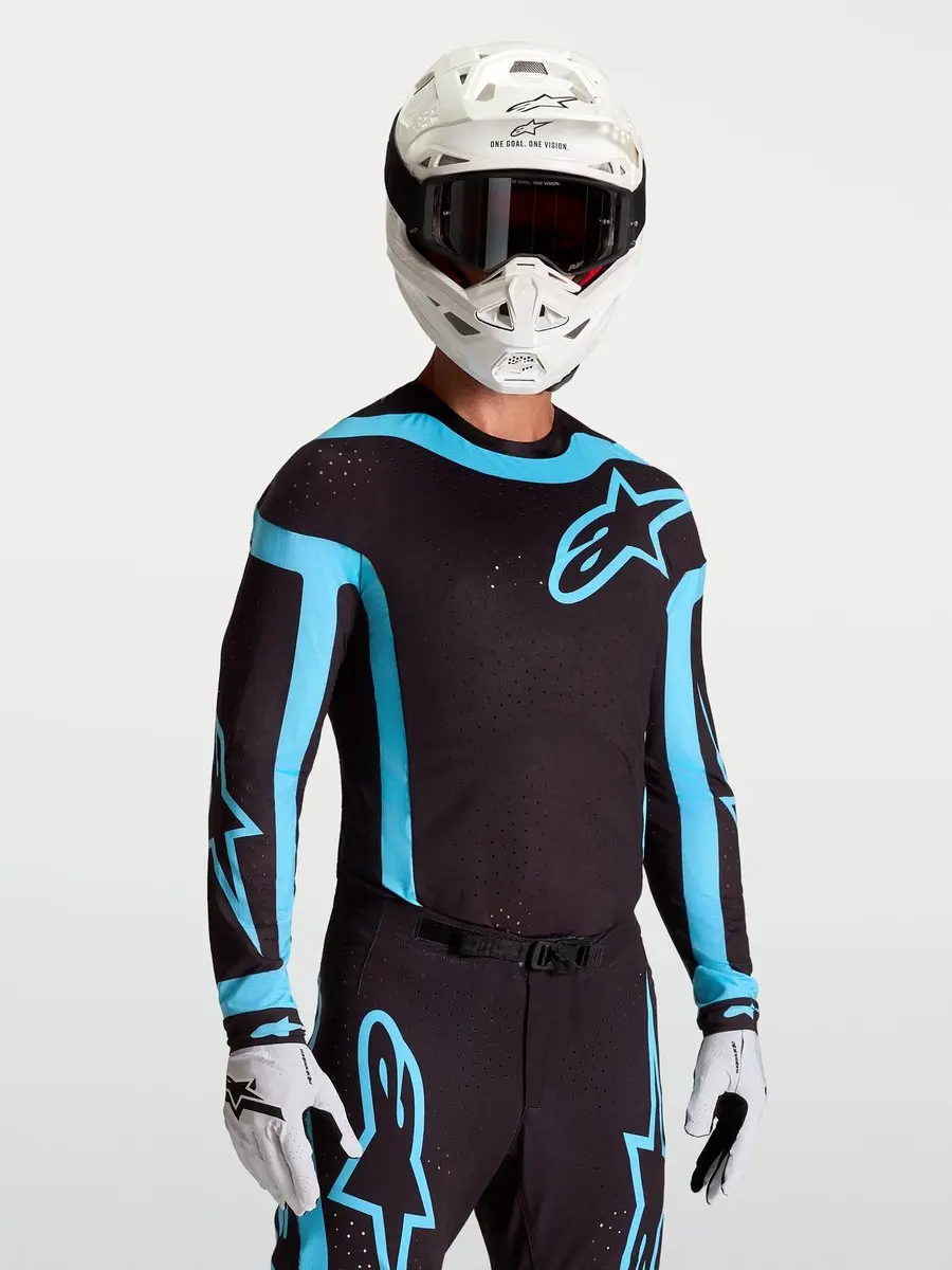 Alpinestars Supertech Vesta Motocross Trui - Zwart/Turquoise L
